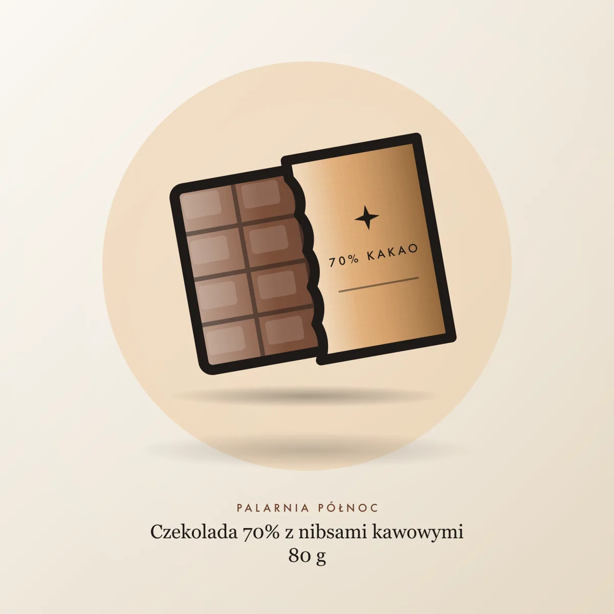 Czekolada 70% z nibsami kawowymi 80 g