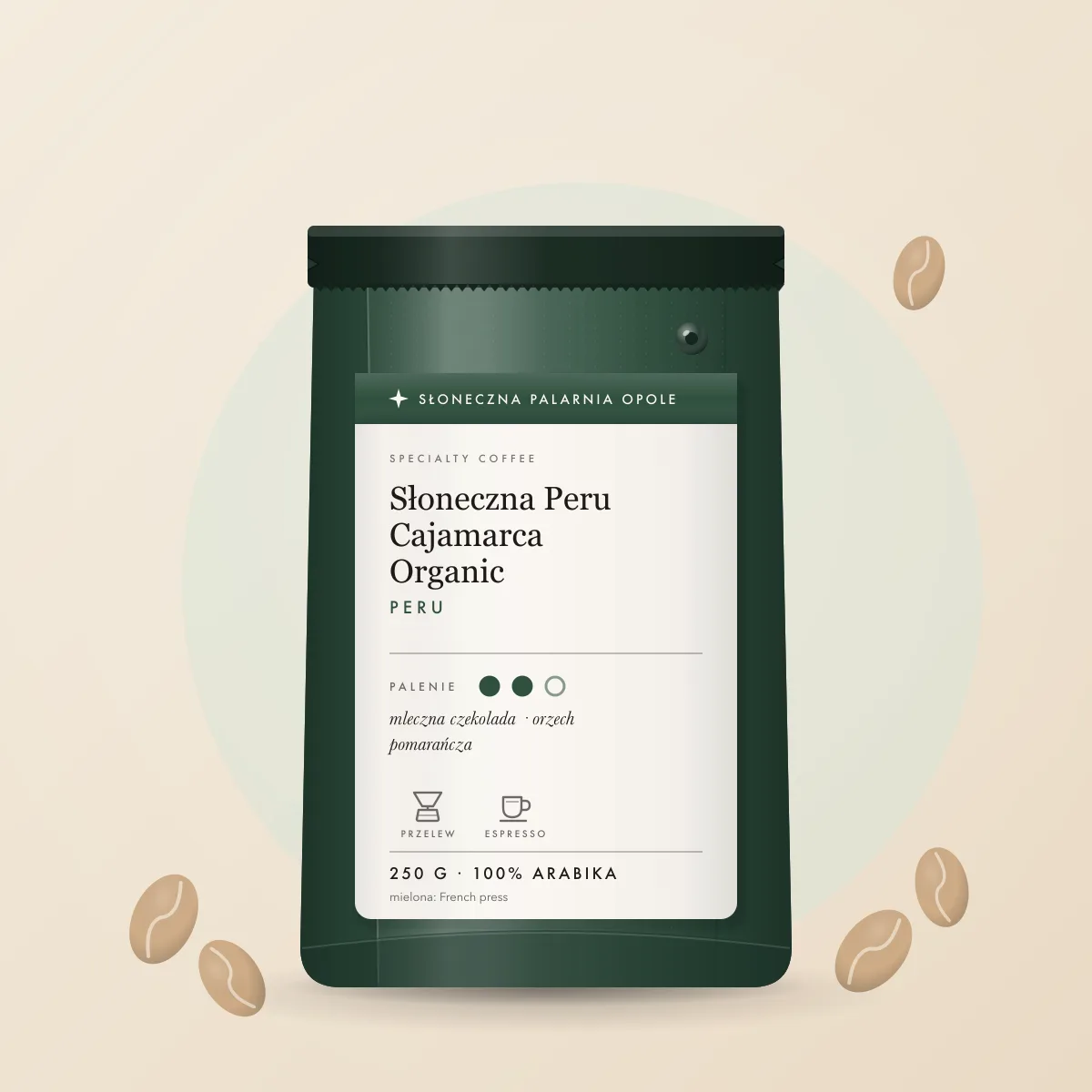 Kawa mielona Słoneczna Peru Cajamarca Organic 250 g (French press)
