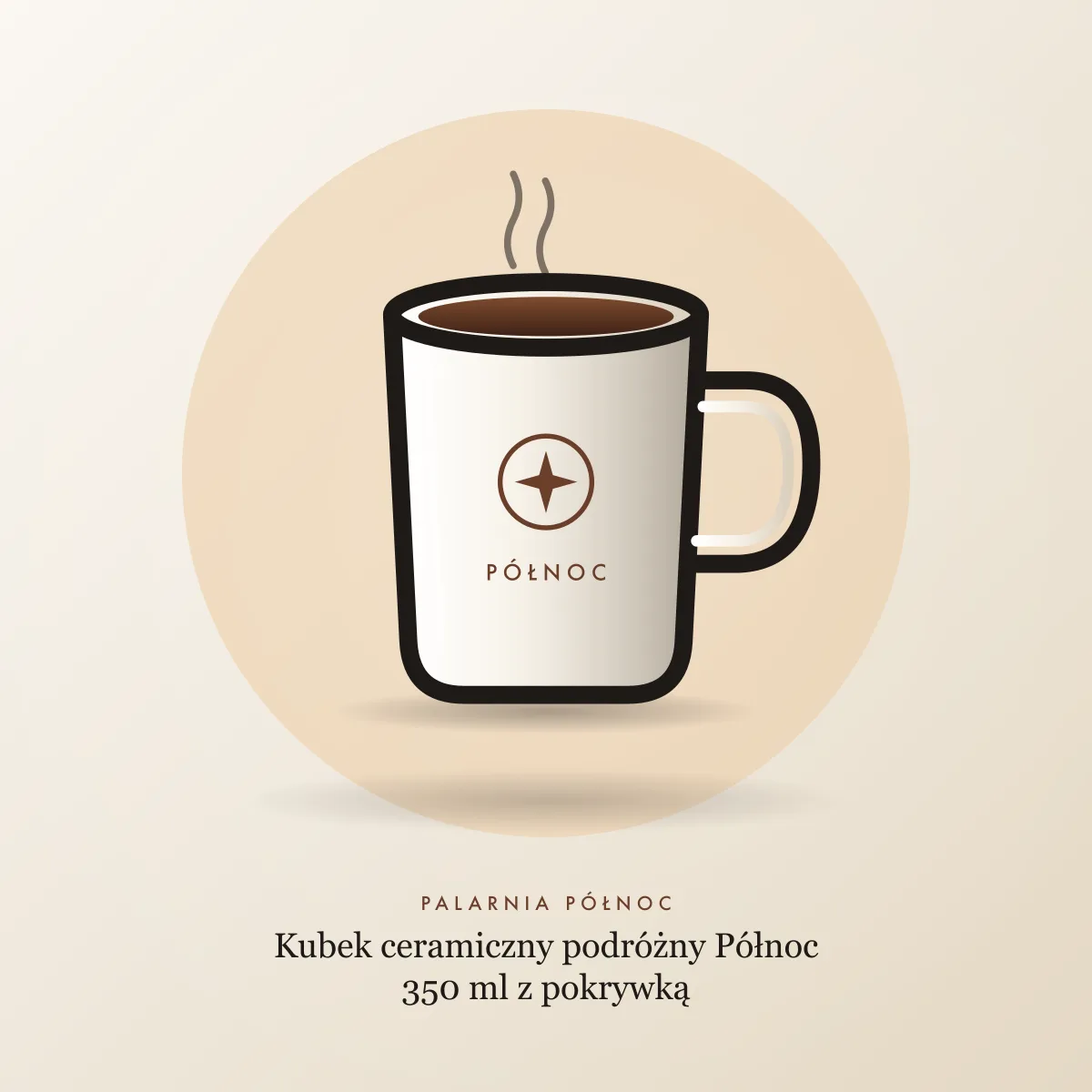 Kubek ceramiczny podróżny Północ 350 ml z pokrywką
